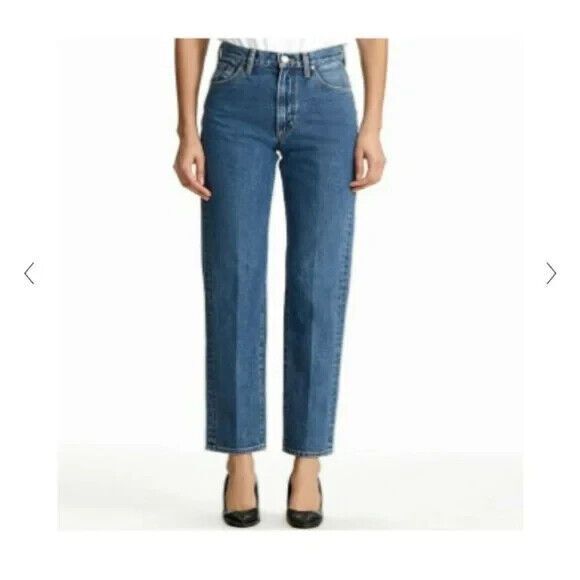 Goldsign Jeans Women's 28‎ High Rise Straight Leg Dark Wash Denim Blue Pocket - Picture 1 of 15